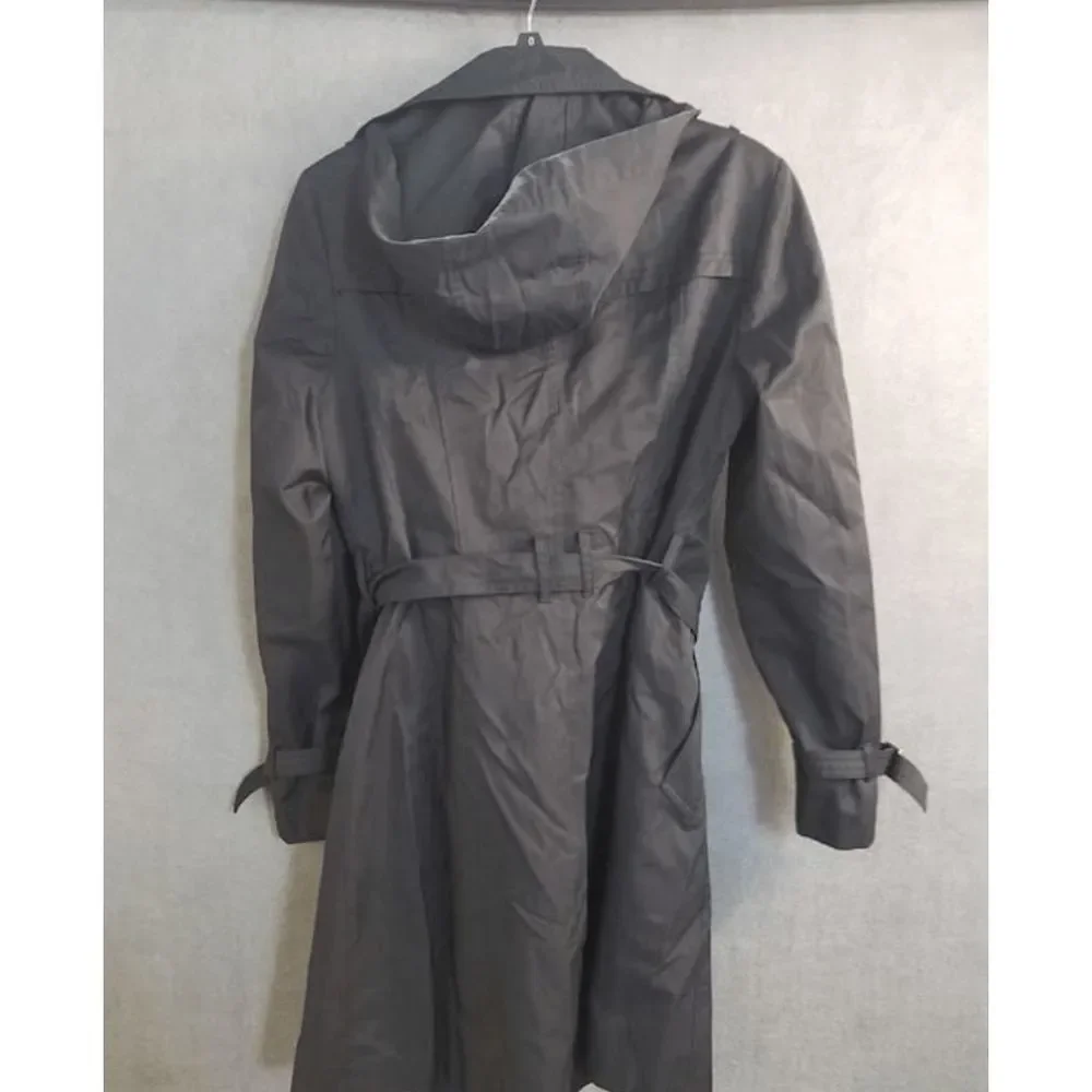 Cole Haan Women's Classic Belted Trench Black/ Gray Coat Size Medium, MSRP $225 - Picture 6 of 6